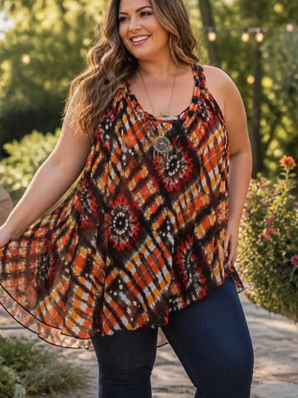 Avenue Tie-Dye Sleeveless Top Blouse Shirt Plus 18/20 Boho Festival Flowy Chic